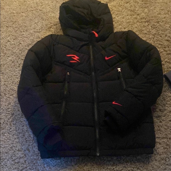 Nike Black Puffer Jacket with Red Accents